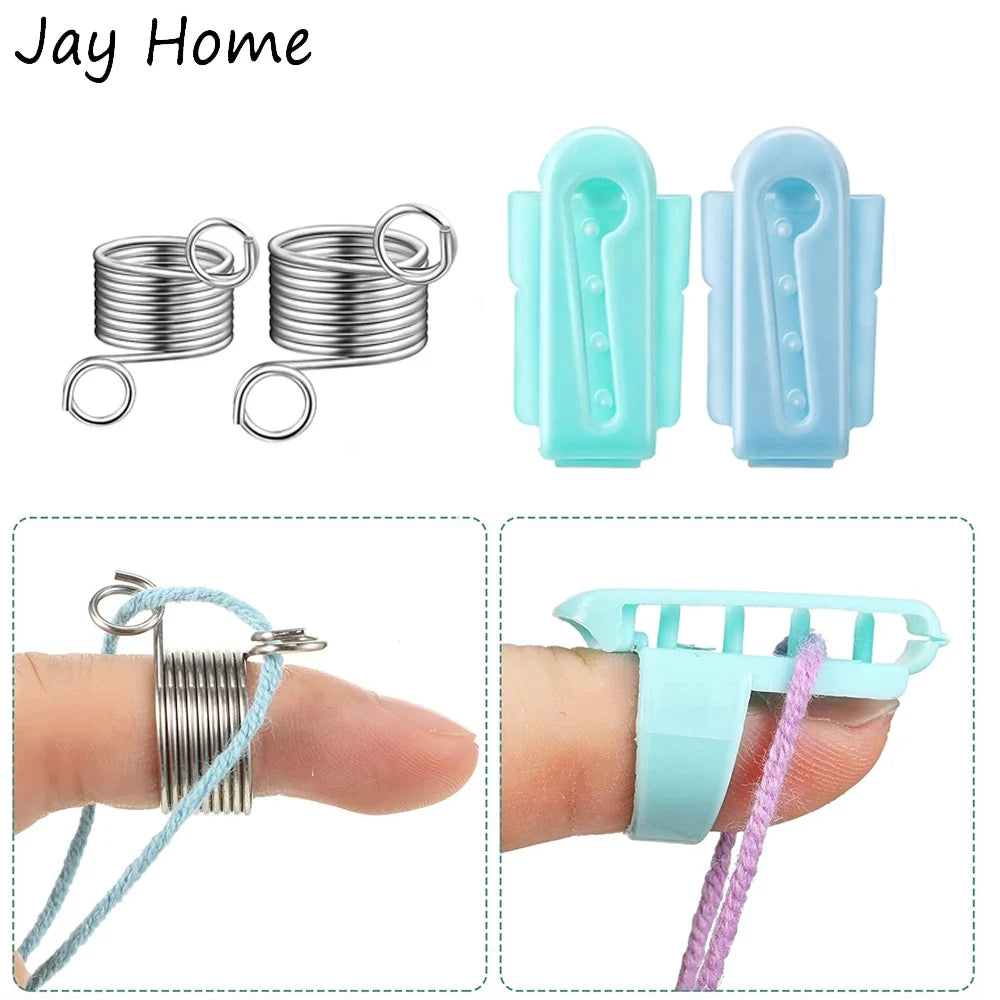 Finger Holder Set Yarn Guide Separated Yarns Metal Knitting Thimble