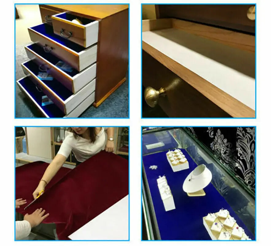 30x20cm Soft Surface Self-Adhesive Velvet Fabric Sheets Jewelry Drawer Box Liner