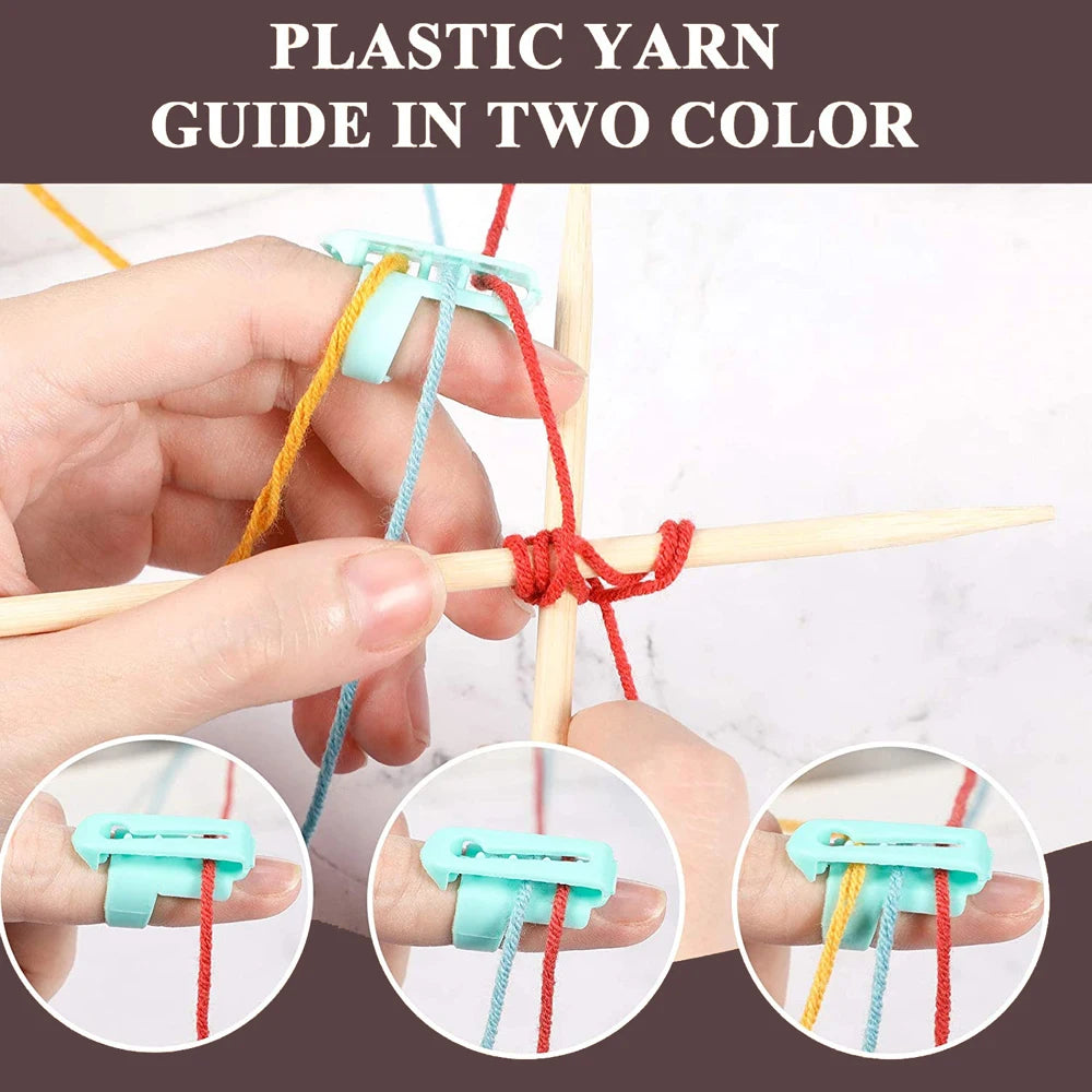 Finger Holder Set Yarn Guide Separated Yarns Metal Knitting Thimble