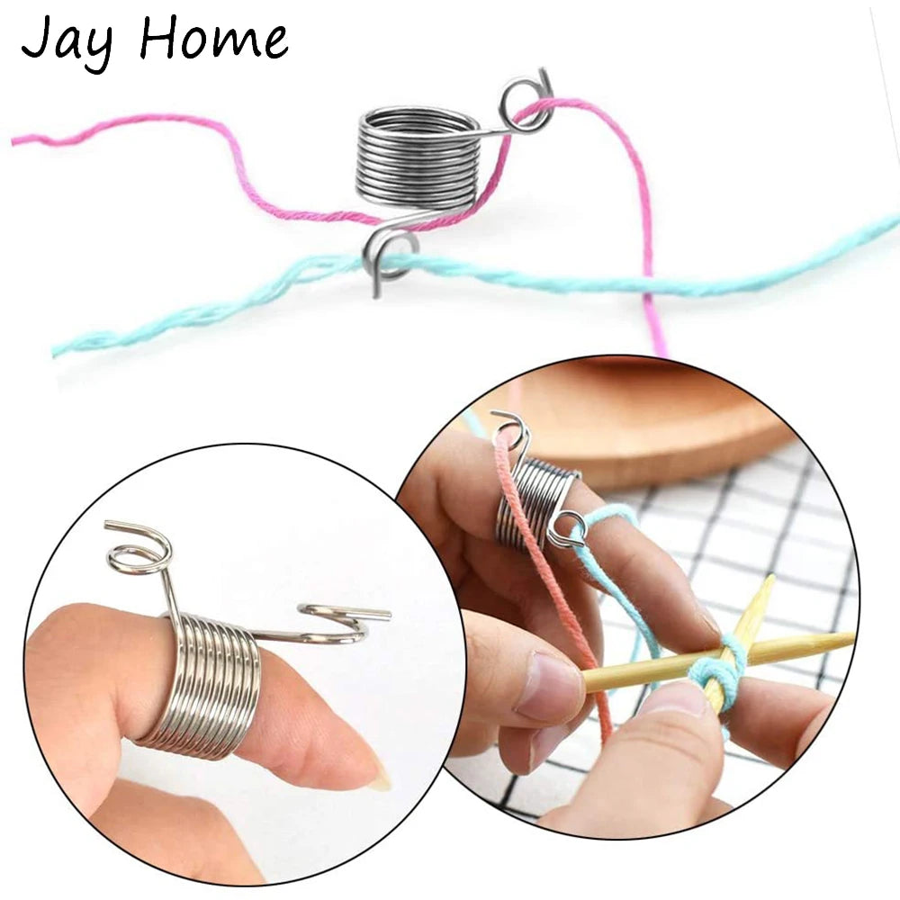 Finger Holder Set Yarn Guide Separated Yarns Metal Knitting Thimble