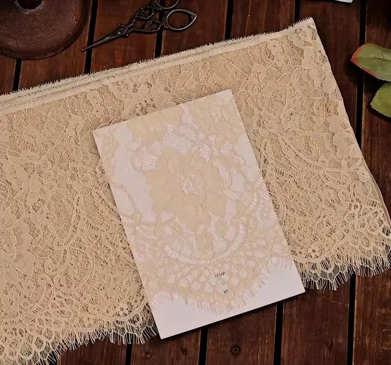 3Meters French chantilly lace Floral embroidered trim with scallop eyelash