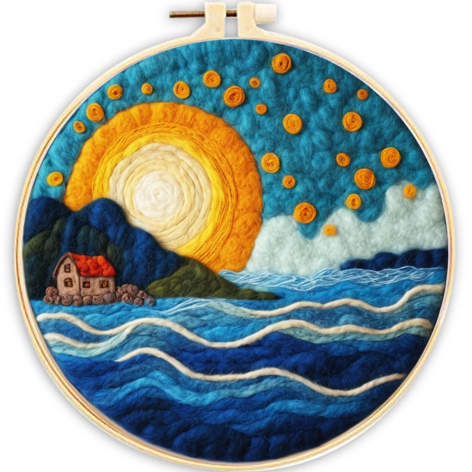 Needle Felting Wool Painting Starter Set With Embroidery Frame