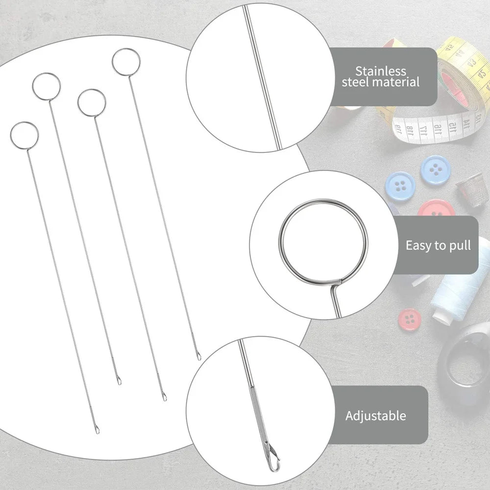 1/2PCS Stainless Steel Sewing Loop Hook Turning Fabric Tube 17.5&26.5CM