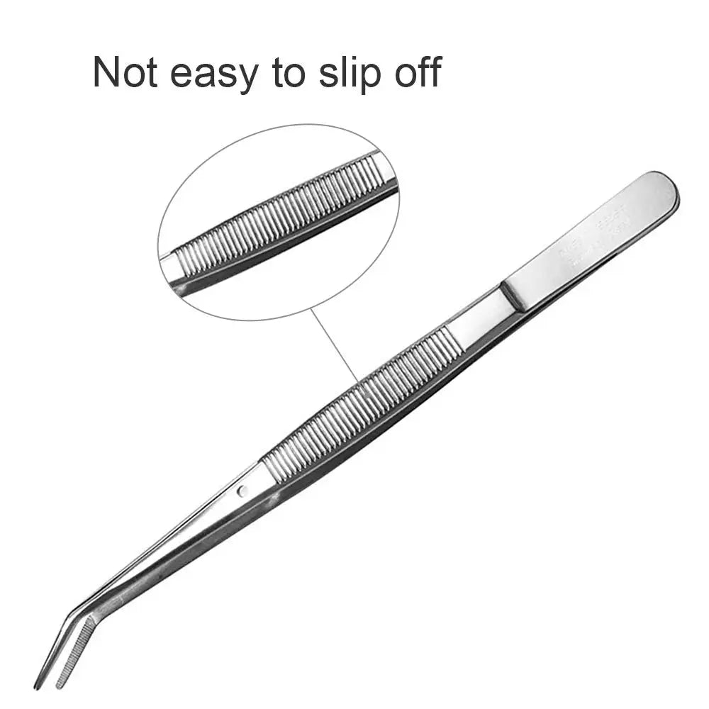 Stainless Steel Tweezers, Curved Serrated Tip Multipurpose Sewing Machine Tweezers