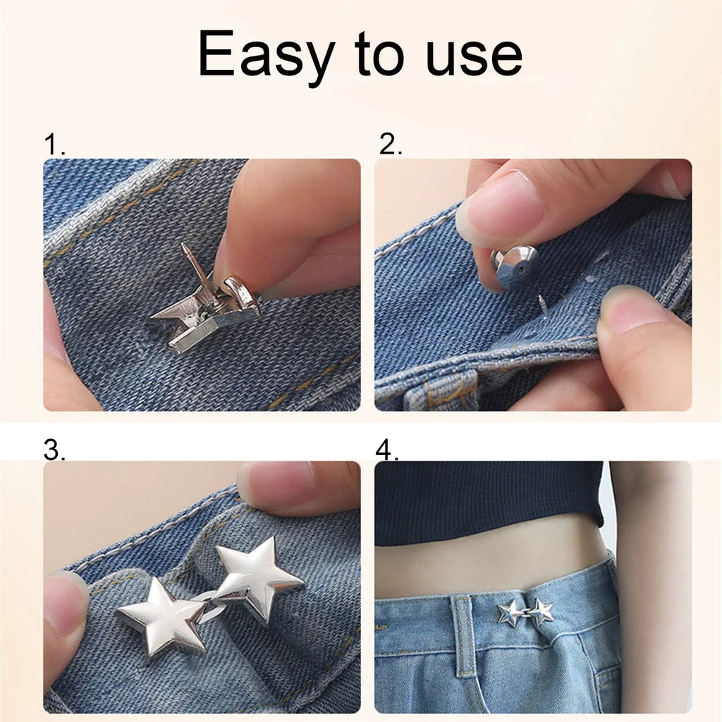 1 Pair Jeans Button Adjustable Clips Pant Skirts Waist Tightener