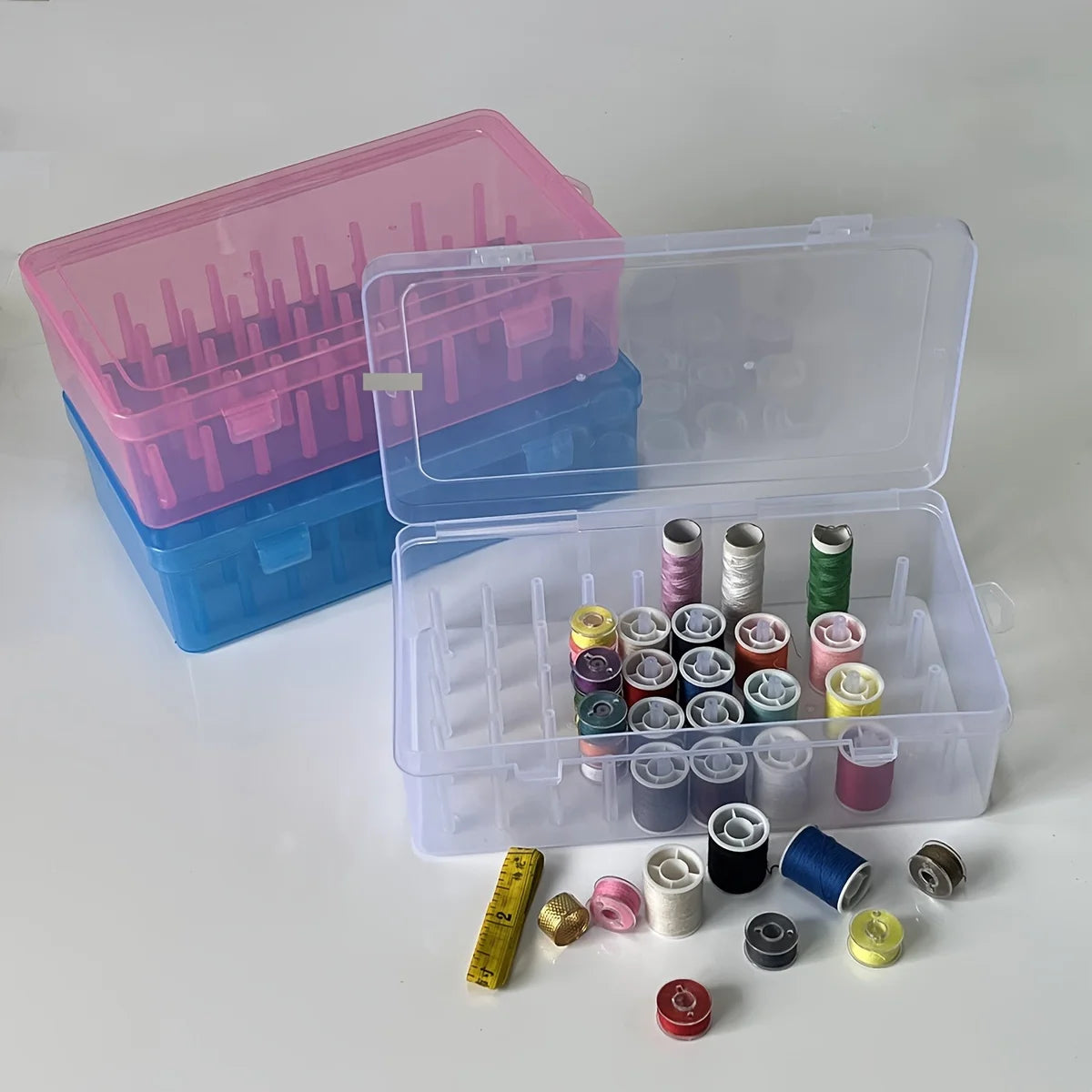 42Spool Thread Storage Box Durable Transparent PP with Safety Lock,