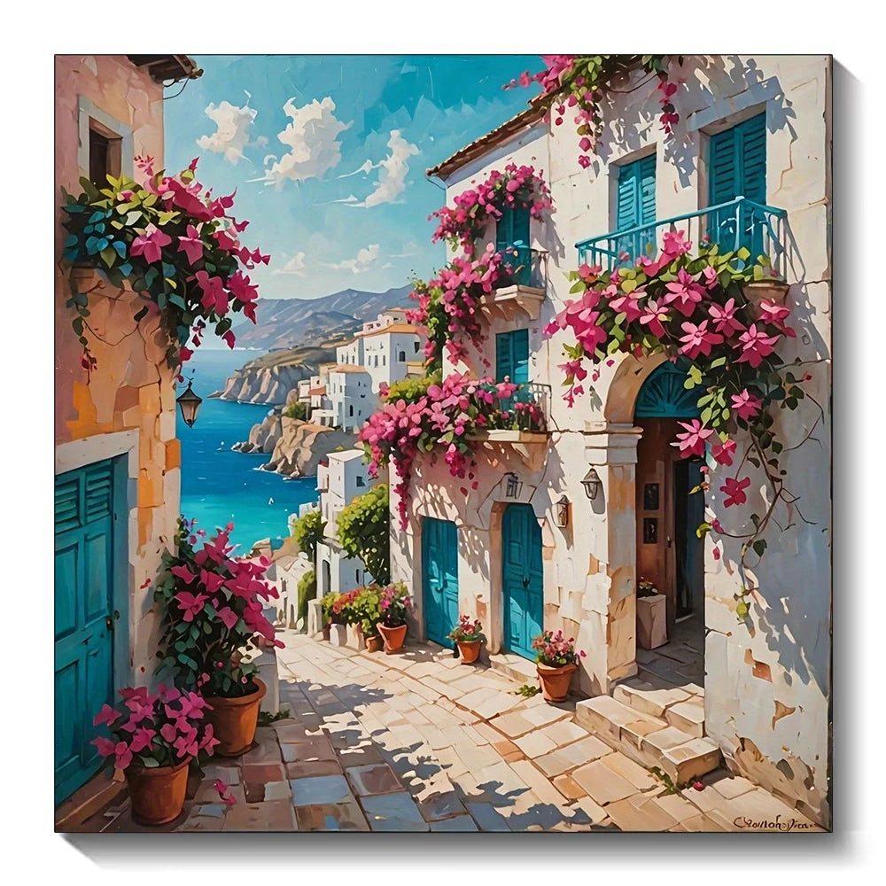 Full Square Round Diamond Mosaic House Landscape DIY Painting Town Ship New Arrival Embroidery Seaside Unique Gift