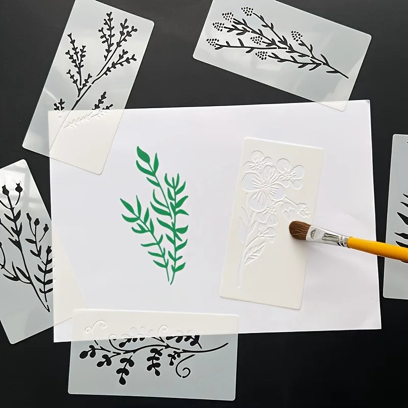 18Pcs/set DIY Flower Painting Stencils, Reusable Plastic Templates for Wood,