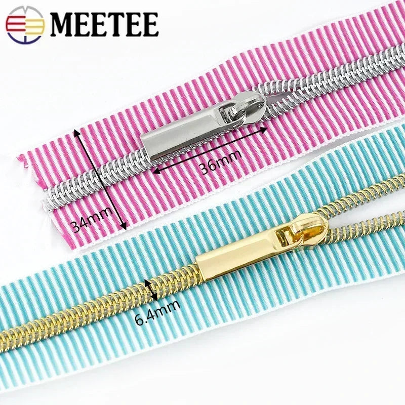 1/2/4/5Meters 5# Striped Nylon Zippers Tape Sewing Bag Continuous Roll