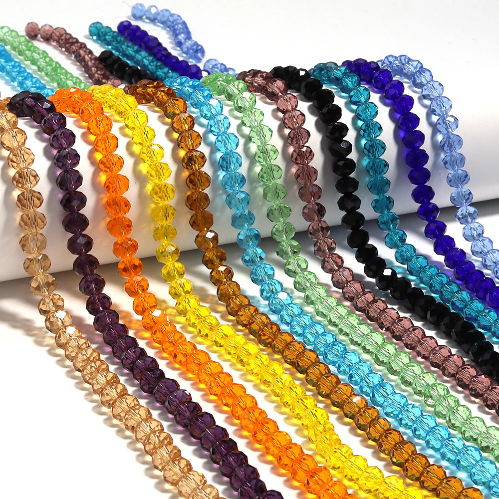 3/4/6/8/10mm Clear Color 3/4/6/8/10mm Clear Color Glass Loose Spacer Abacus Beads
