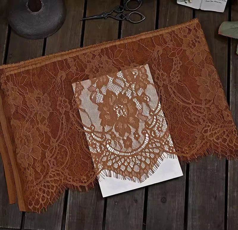 3Meters French chantilly lace Floral embroidered trim with scallop eyelash