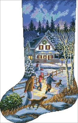 Christmas sock , 100% cotton threads Counted Cross stitch sets Kit 4