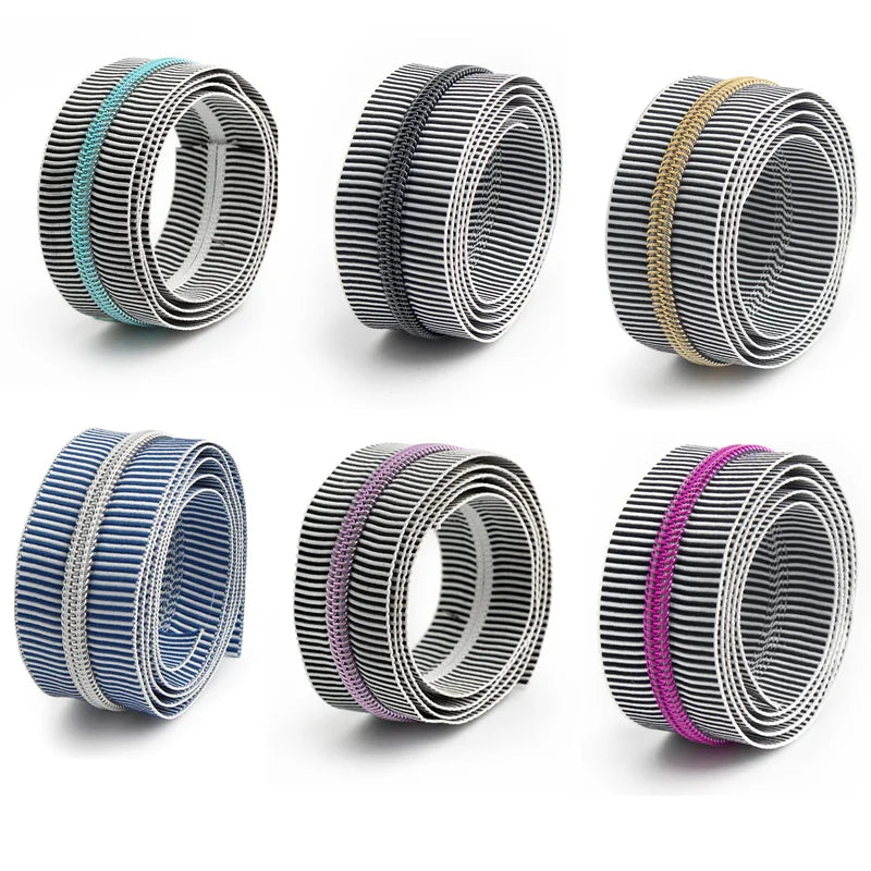 1/3/5 yards #5 Nylon striped zipper strap sewn and woven