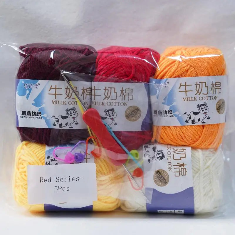 New 5Pcs colorful Soft Milk Cotton 5Ply Yarn Children, Adults