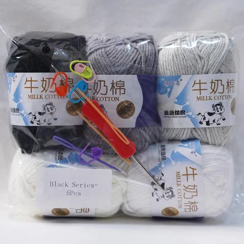 New 5Pcs colorful Soft Milk Cotton 5Ply Yarn Children, Adults