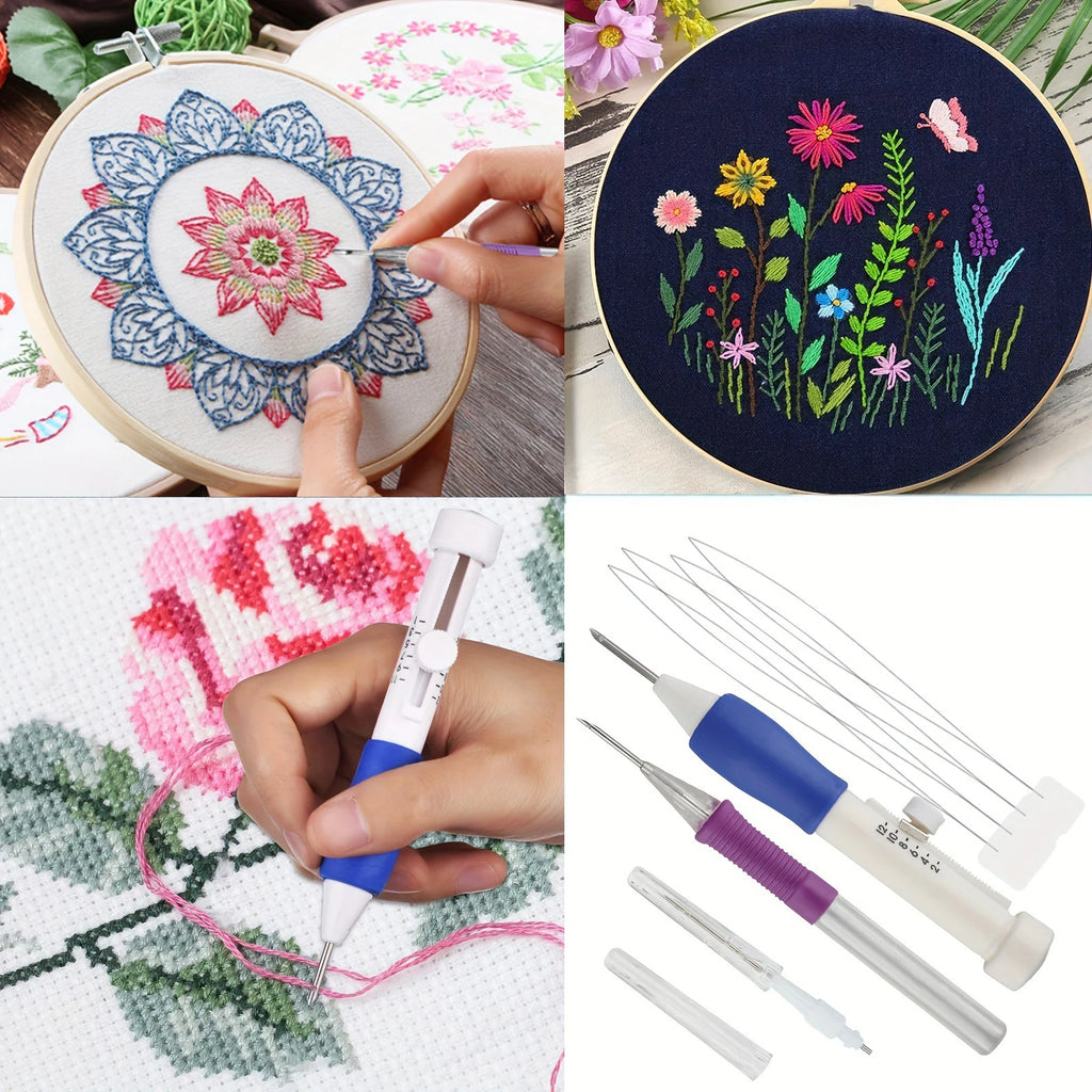 Embroidery Punch Needle Kit Stitching Tool Set Magic Needle Pen