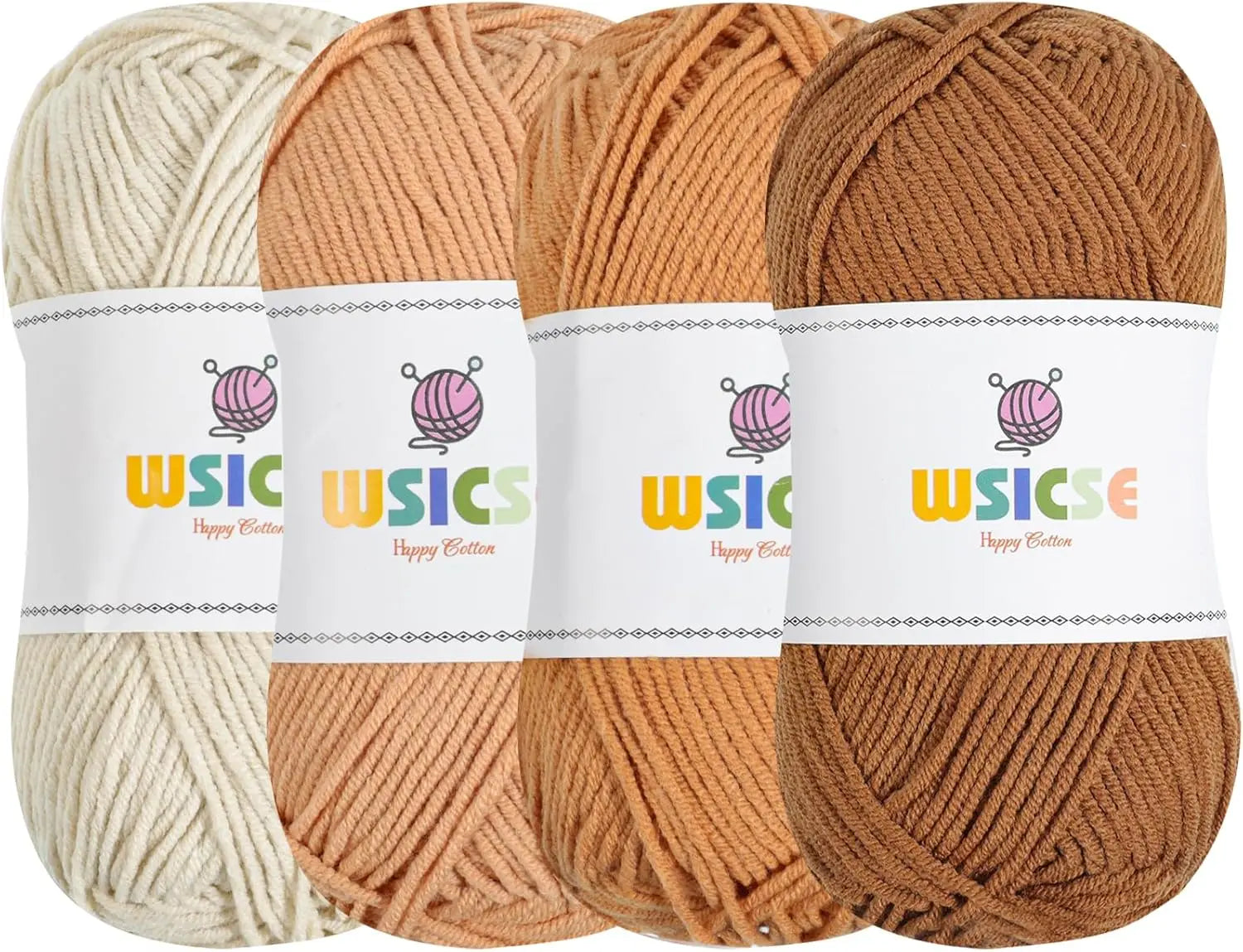 4-Pack Soft Cotton Yarn, 560Yards for Crochet Knitting, Assorted Colors,