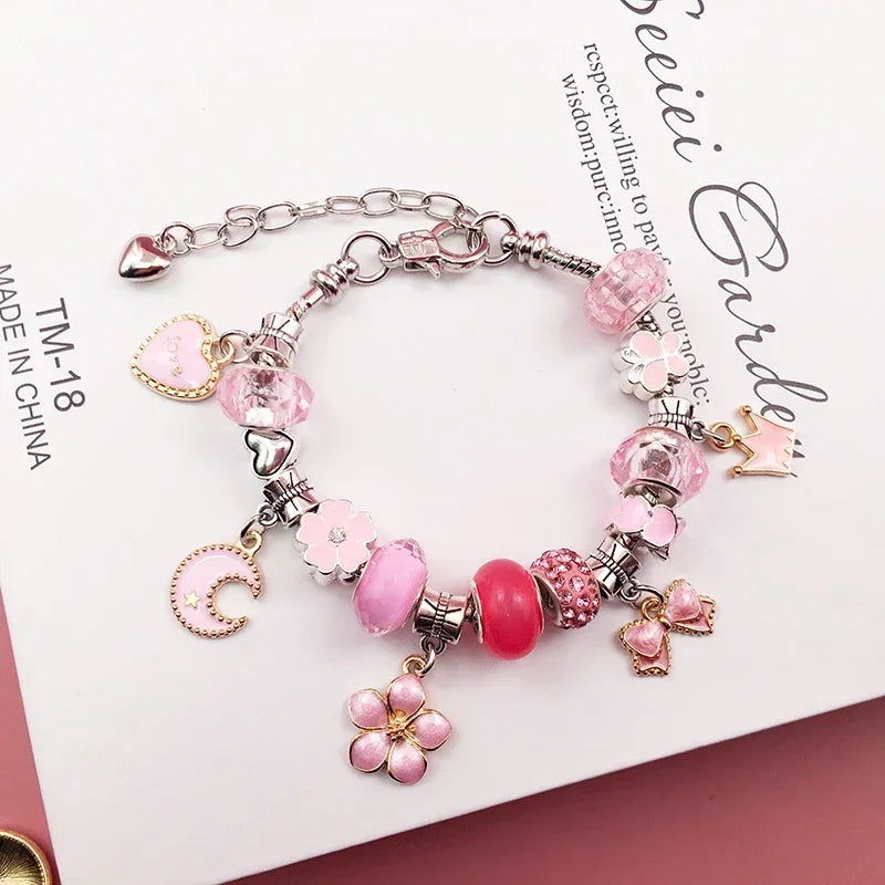 Charm Bracelet Kit Girls,Gift Box 66Pcs Jewelry for 6-12