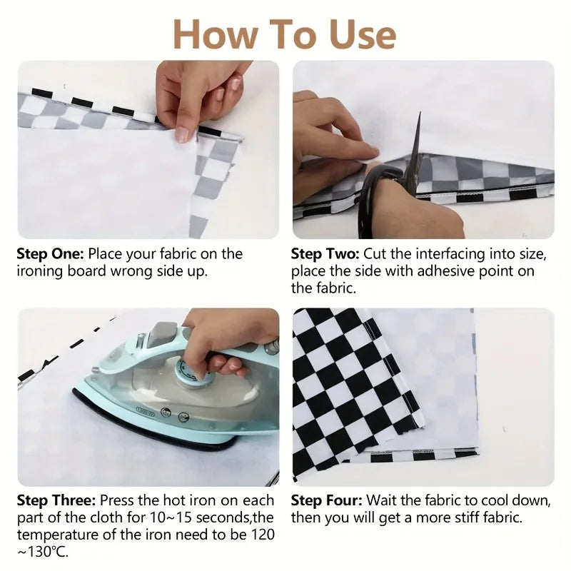 1Roll 11.6×15yd Iron-On Fusible Interfacing - Lightweight Polyester For Sewing Crafts