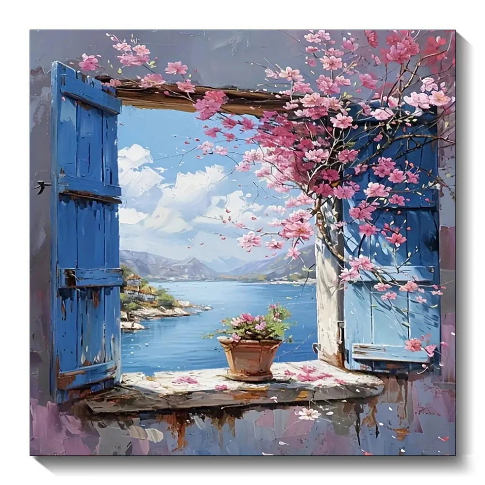 Full Square Round Diamond Mosaic House Landscape DIY Painting Town Ship New Arrival Embroidery Seaside Unique Gift