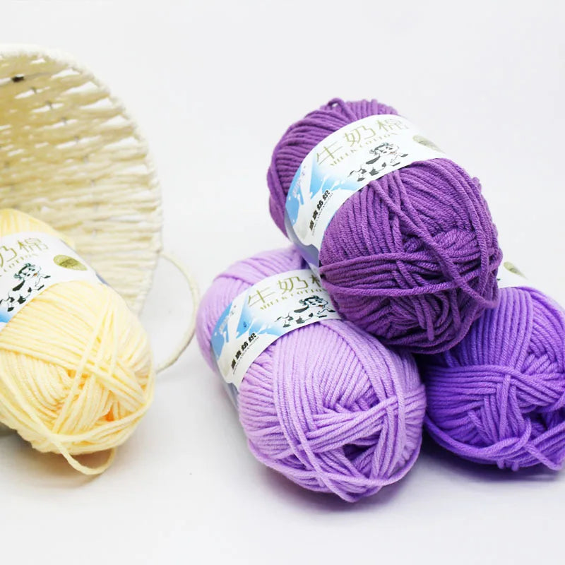 New 5Pcs colorful Soft Milk Cotton 5Ply Yarn Children, Adults