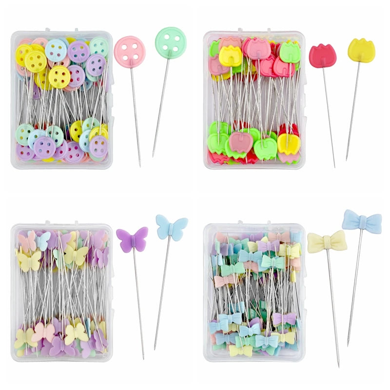 100/50Pcs Patchwork Pins Sewing/Embroidery/Quilting Tools Needle Fixed Metal Button Pins