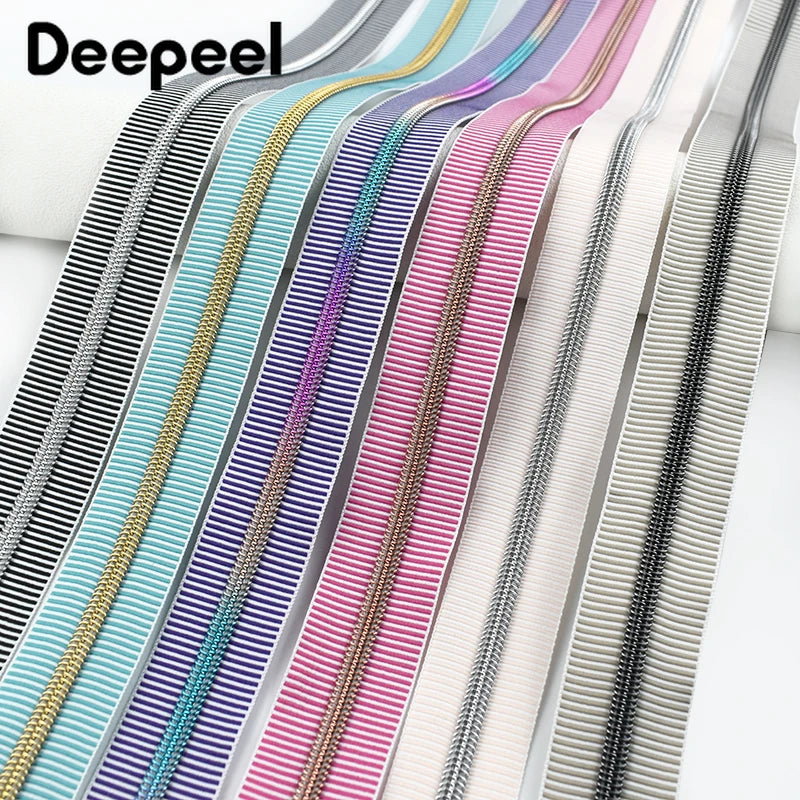 1/2/5Meters 5# Stripe Sewing Coil Zipper for Nylon Zips Bags Garment Decor Zip Tape By Meter Zippers Repair Kit DIY Accessories