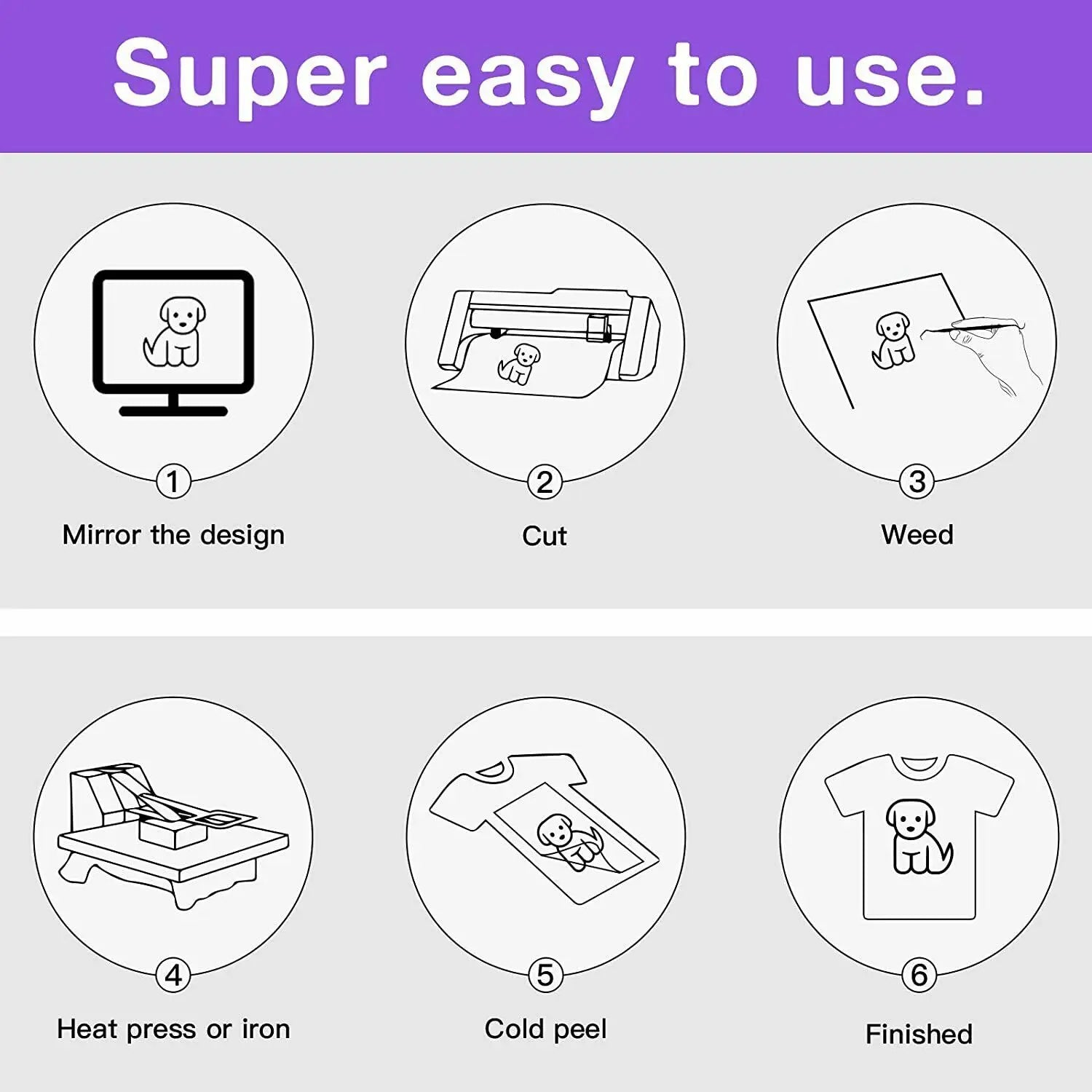 HTVRONT 12"X20ft/50ft/30x1500cm Heat Transfer Vinyl Roll T-shirt Sticker Craft Iron