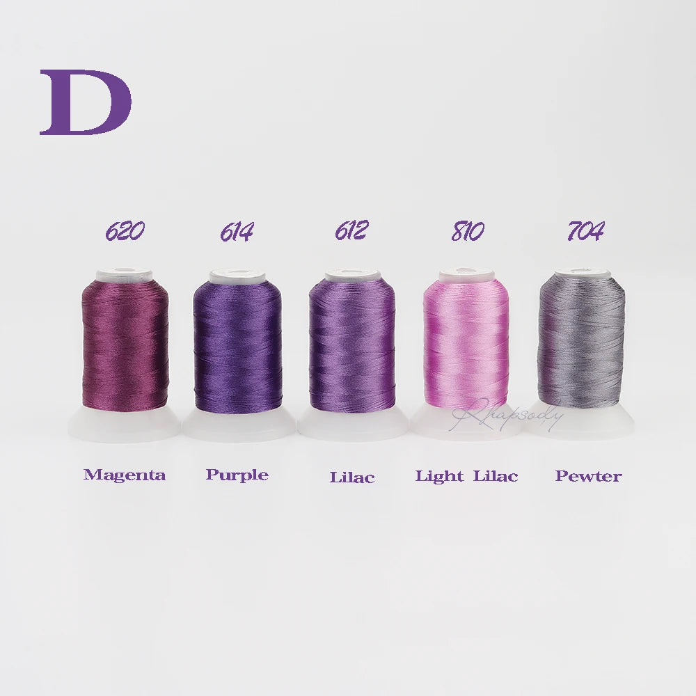 Rhapsody 40WT Polyester Embroidery Machine Thread 550Y 60 Colors