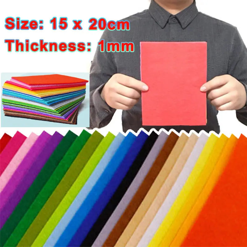 10-40Pcs Felt Fabric Sheets Assorted Colors Non-Woven 1mm Thick Square