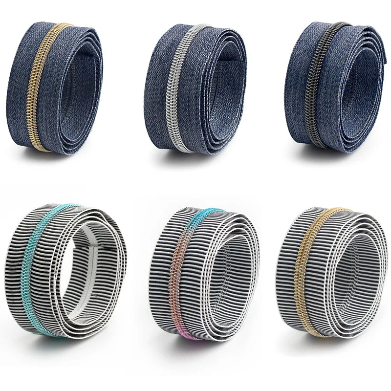 1/3/5 yards #5 Nylon striped zipper strap sewn and woven