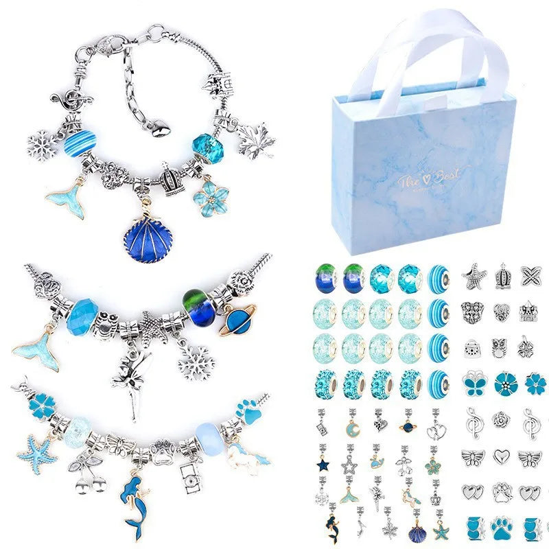Charm Bracelet Kit Girls,Gift Box 66Pcs Jewelry for 6-12
