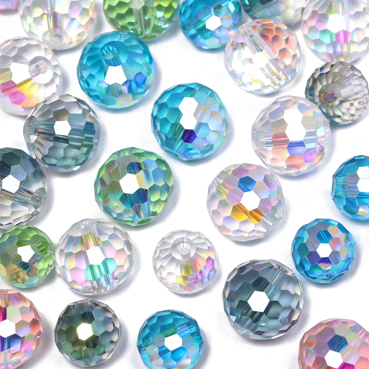 30-50pcs Vibrant Austrian Crystal Glass Beads 6-10mm Faceted Round Spacers