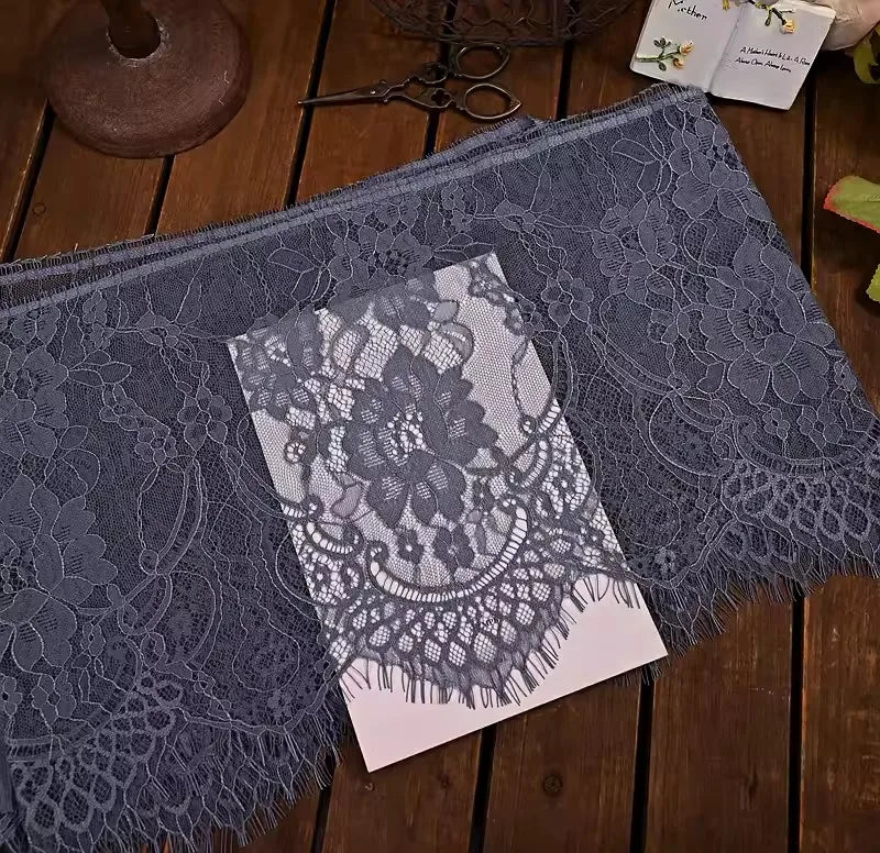 3Meters French chantilly lace Floral embroidered trim with scallop eyelash