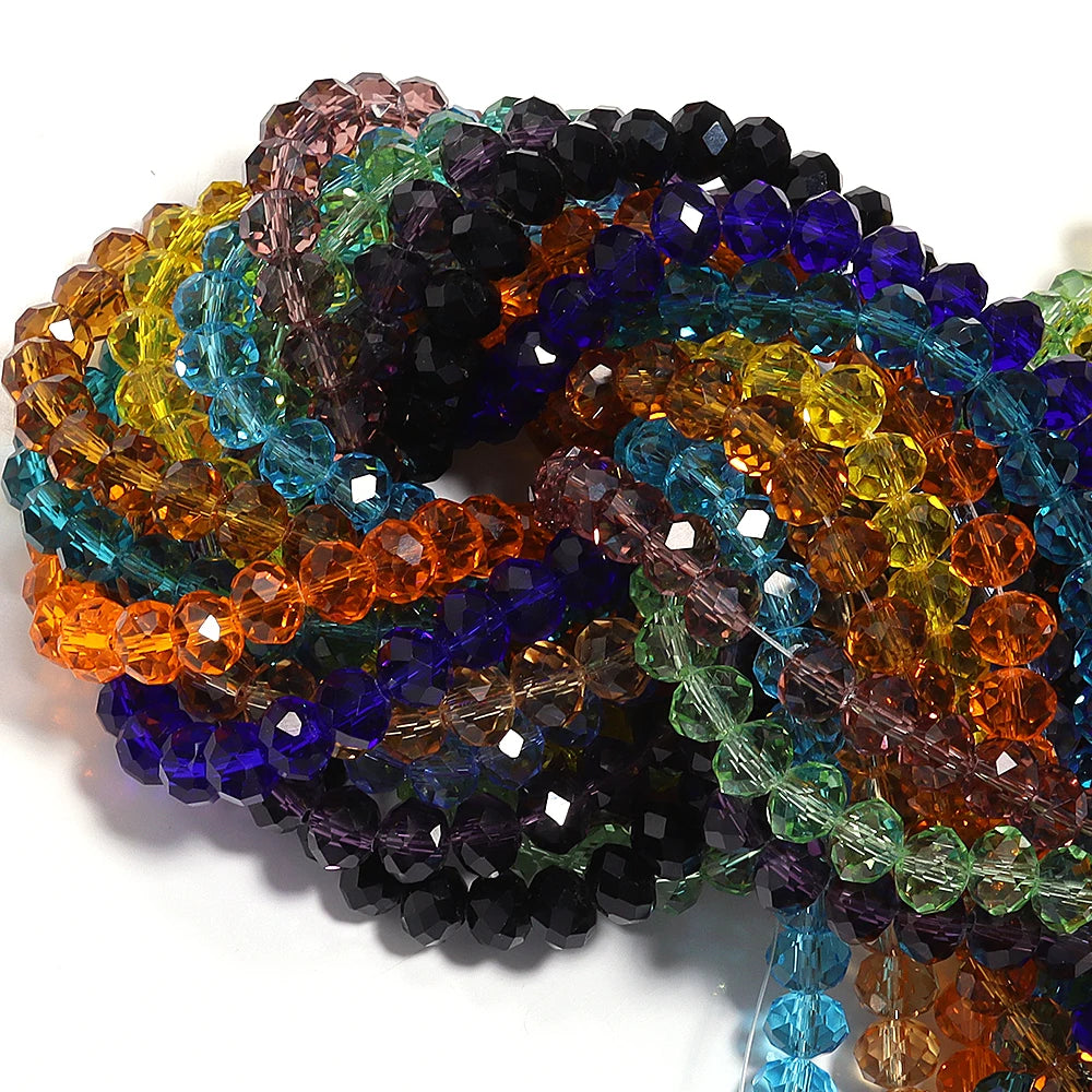 3/4/6/8/10mm Clear Color 3/4/6/8/10mm Clear Color Glass Loose Spacer Abacus Beads