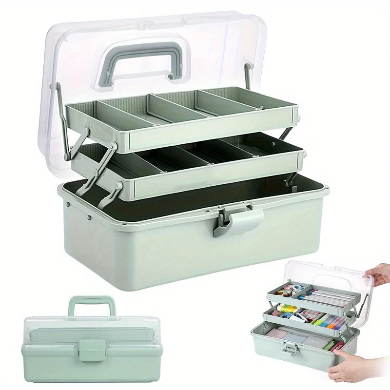 3-Layer Multipurpose Craft Organizers and Storage with Adjustable Dividers, Portable