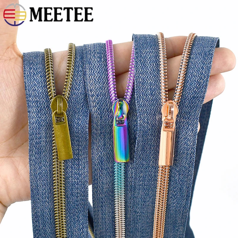 1-10M 5# Nylon Zippers for Sewing  with Slider Decoration  Kit