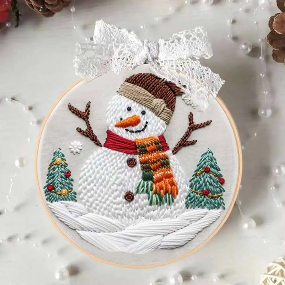 1Pc Embroidery Kit&Hoop Christmas Wreath Included Hand Cross-Stitch Kit Adults