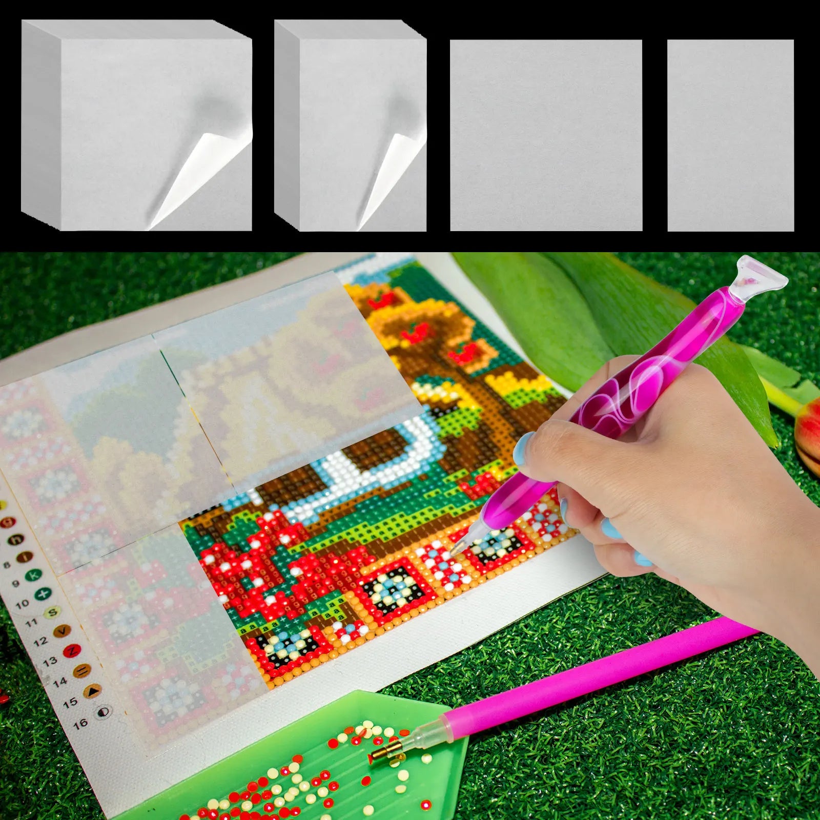 220 Sheets Diamond Painting Paper Double-Sided Non-Stick Cover Replacement Tool