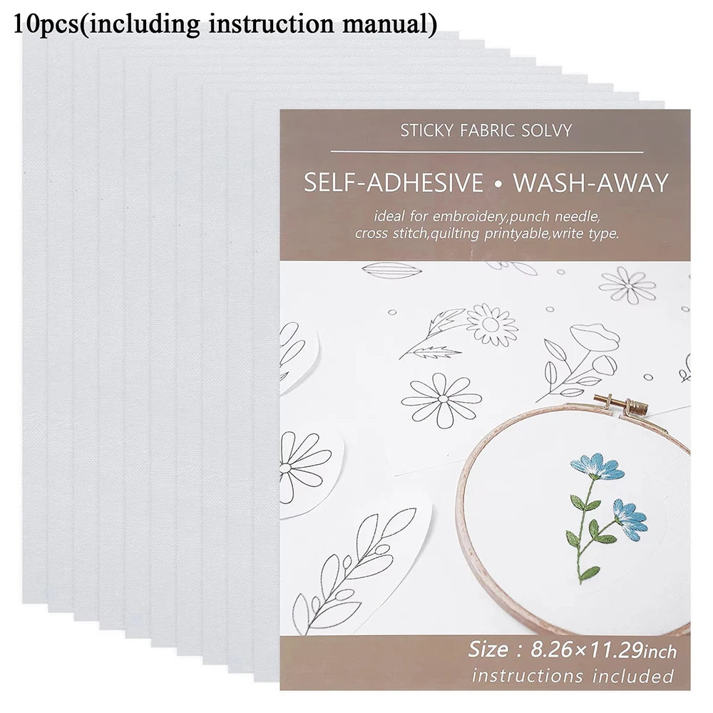 5/10pcs Water Soluble Embroidery Stabilizer Hand Embroidered Patterns Printable Paper Sewing DIY Accessories for Freely Printed