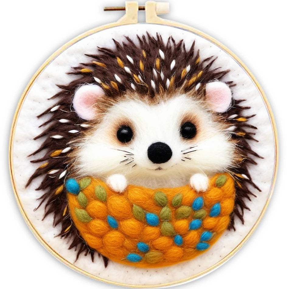 Needle Felting Wool Painting Starter Set With Embroidery Frame