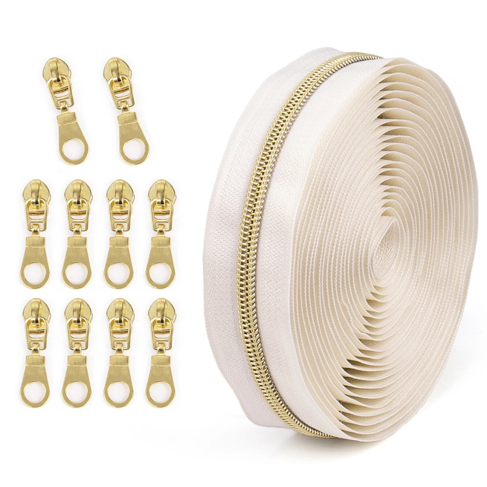 Contrast Color Zipper Set 5m 4. Zipper 10 Zipper Puller,