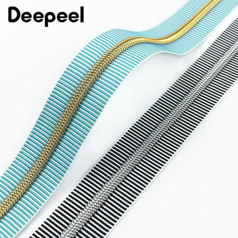 1/2/5Meters 5# Stripe Sewing Coil Zipper for Nylon Zips Bags Garment Decor Zip Tape By Meter Zippers Repair Kit DIY Accessories