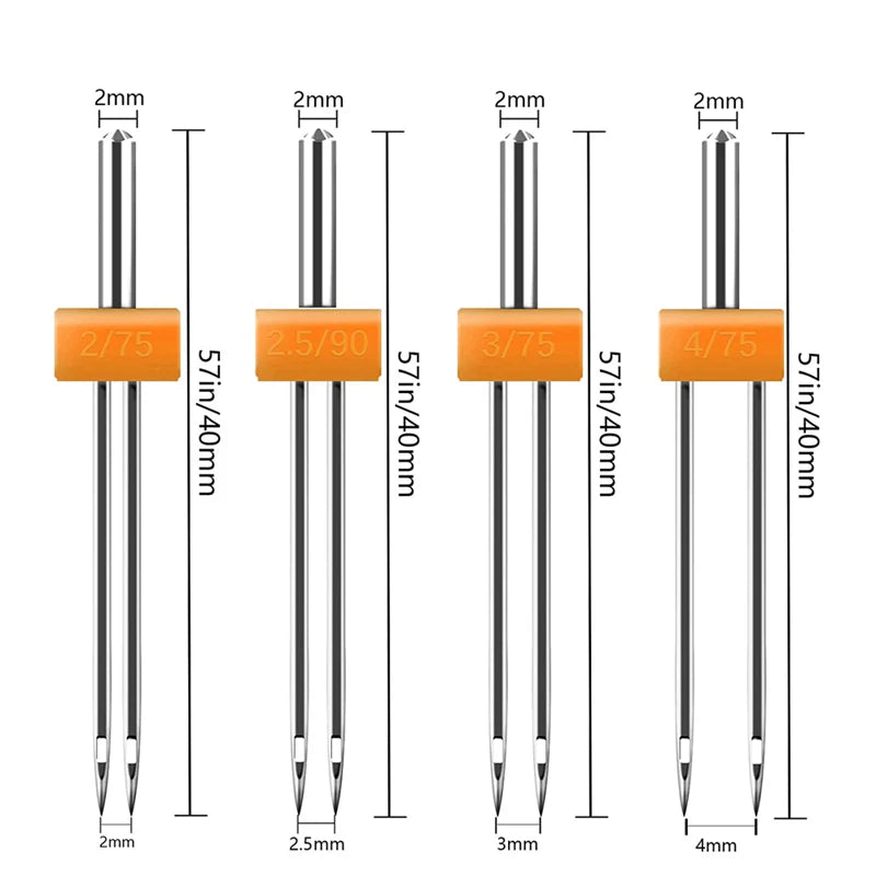 10Pcs Double Twin Needles with Plastic Box for Sewing Machine