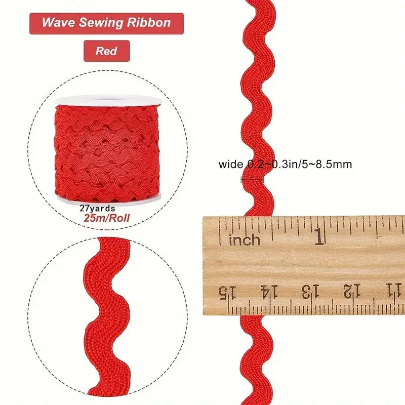 1 Roll 27yd/25m RIC Rac Ribbon Bending Fringe Trim 5mm/0.2 inch