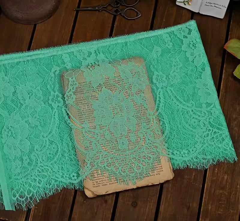 3Meters French chantilly lace Floral embroidered trim with scallop eyelash