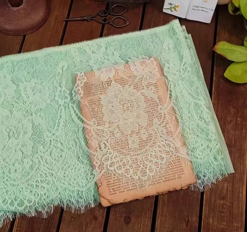 3Meters French chantilly lace Floral embroidered trim with scallop eyelash