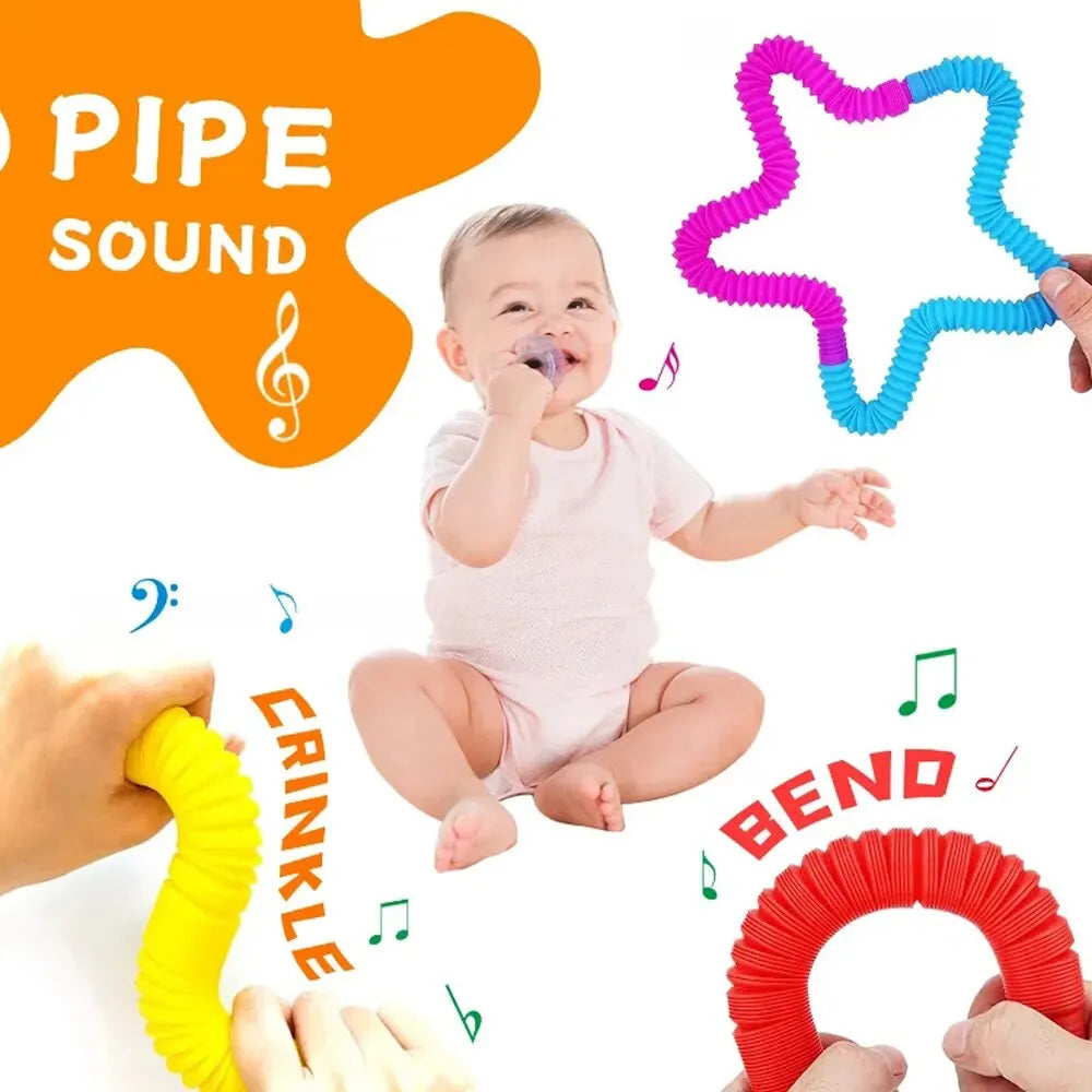 8PCS Coil Telescopic Pop Stretching Tube Children/Adult Stress Relief Toy