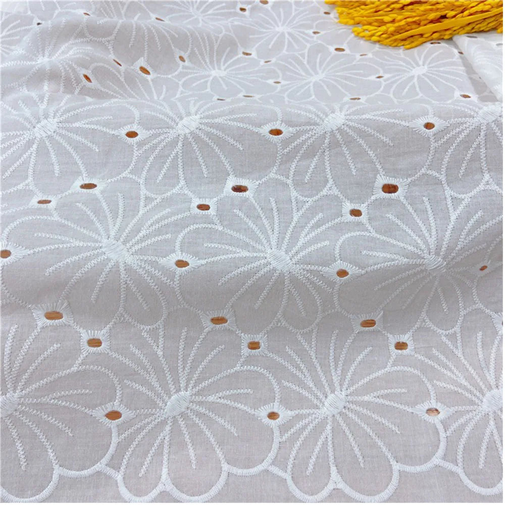 Embroidery Lace 100% Cotton Fabric Water Soluble Hollow Small Flower