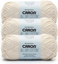 3-Pack 100% Mercerized Cotton Yarn, 173 Yards Each, Cream Color for Knitting and Crochet